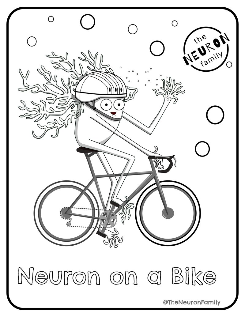 Bike Neuron colouring page draft
